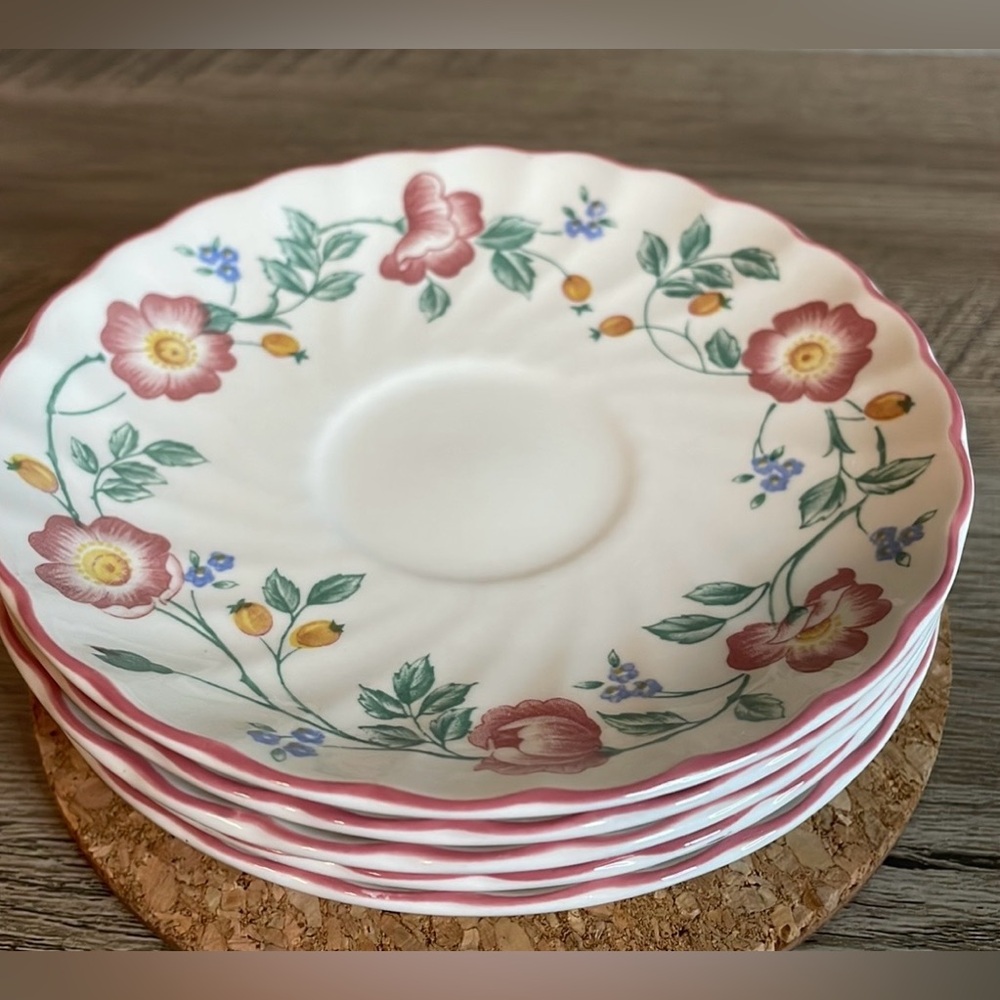 Set of 6 Churchill Briar Rose Saucer Plates - Discontinued Pattern